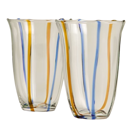 Set of 2 Colour Stripe Hi Ball Glasses