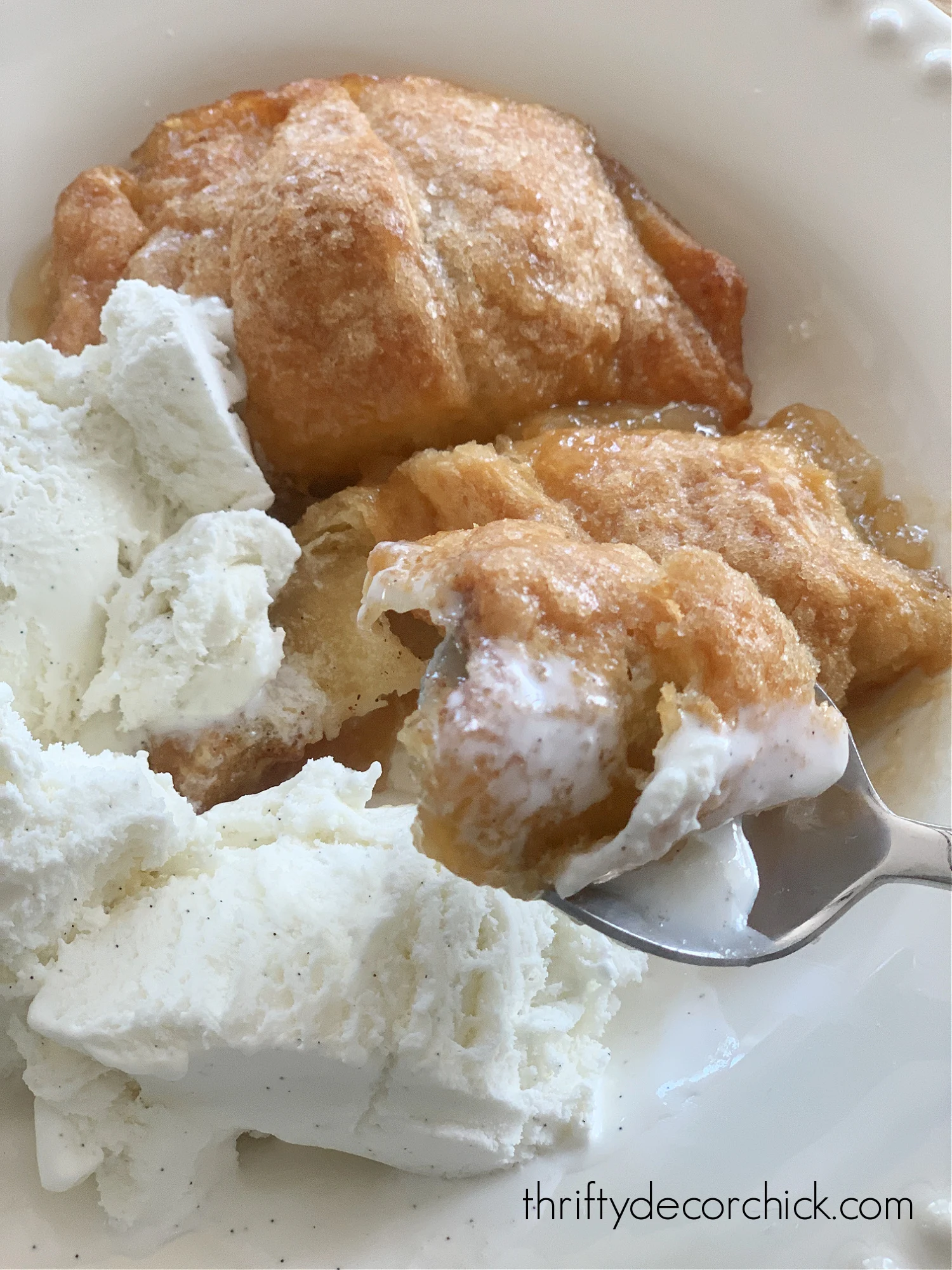 classic apple dumplings with ice cream