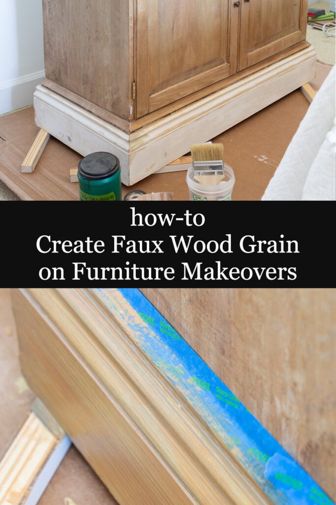 how to create a faux wood grain using paint when making over furniture.