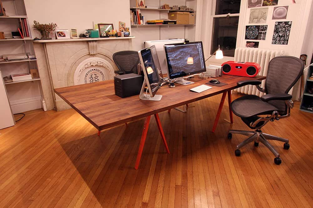 huge single desk for two workstations
