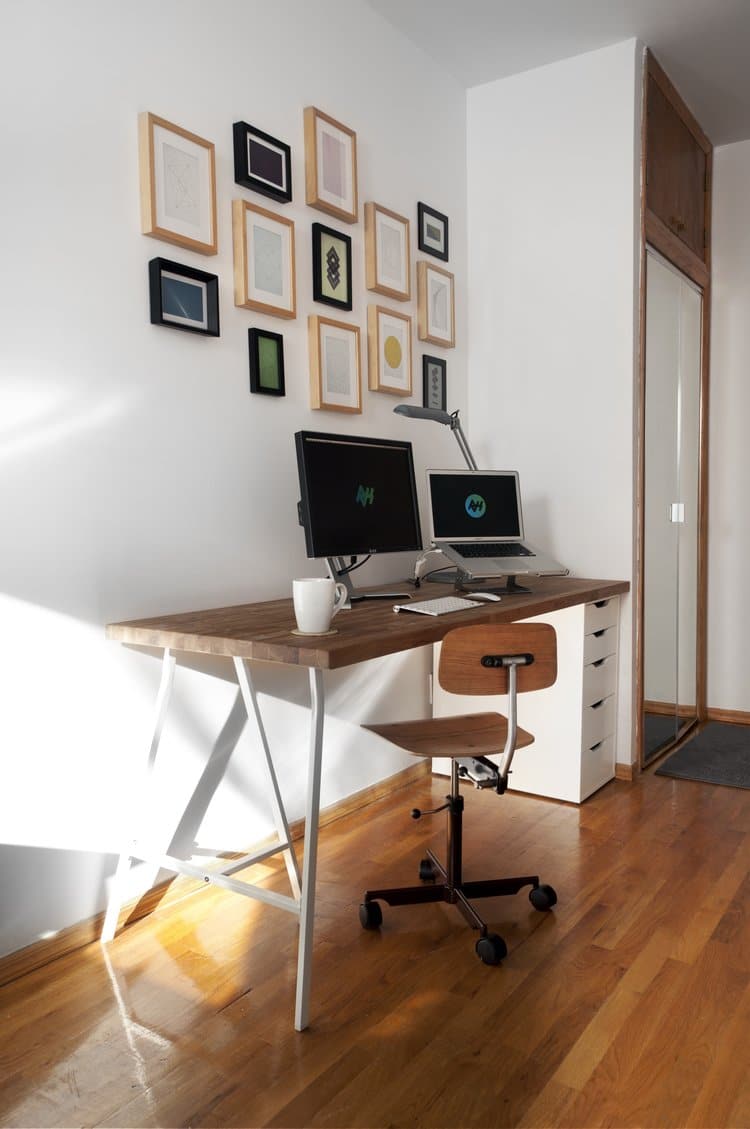 IKEA trestle legs with wooden countertop desk