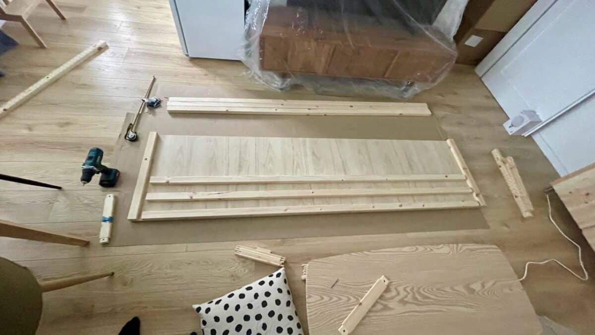 Panel with wood slats on top