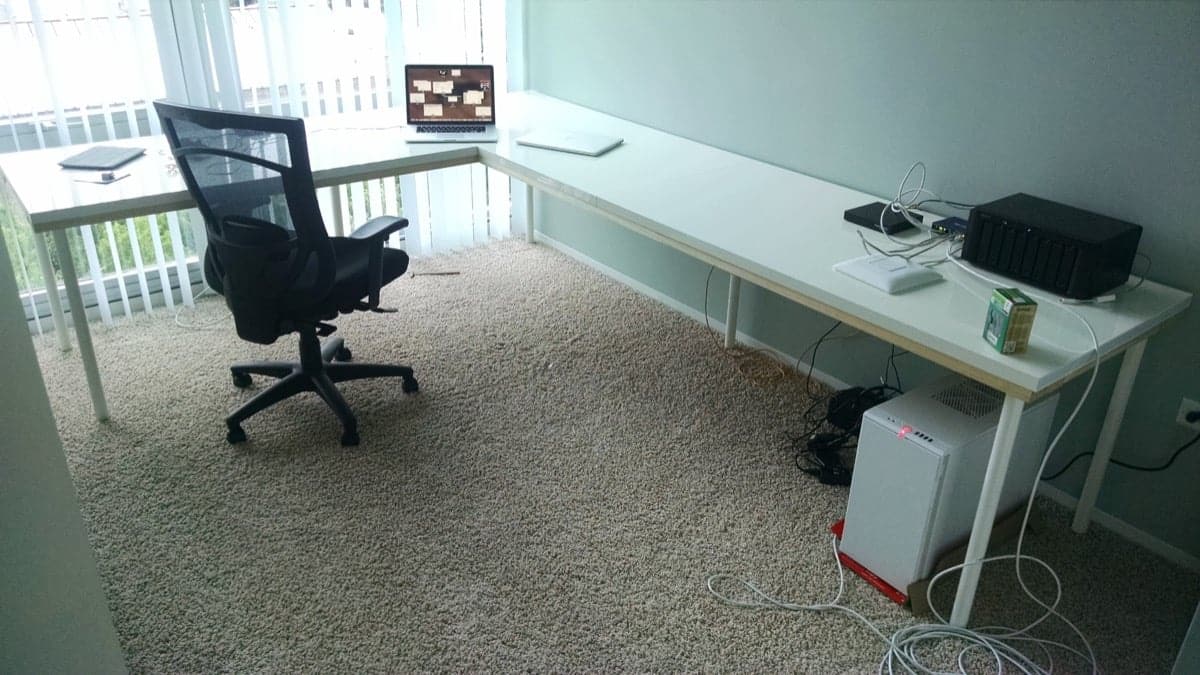 Large L-shaped table, corner desk