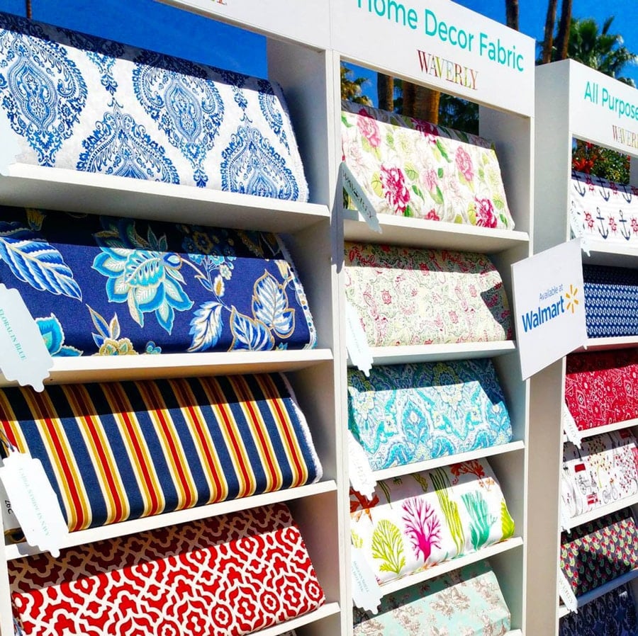wall of fabric at fabric store