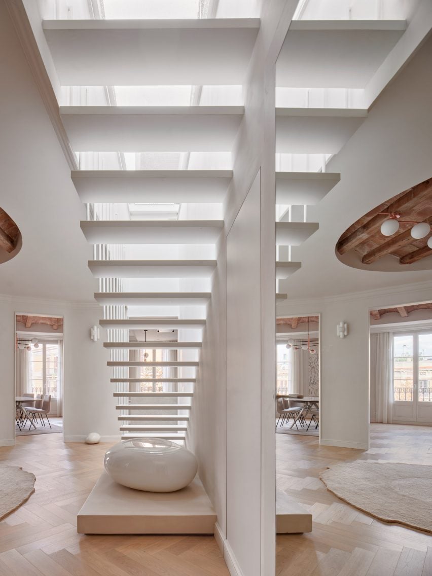 Central white staircase