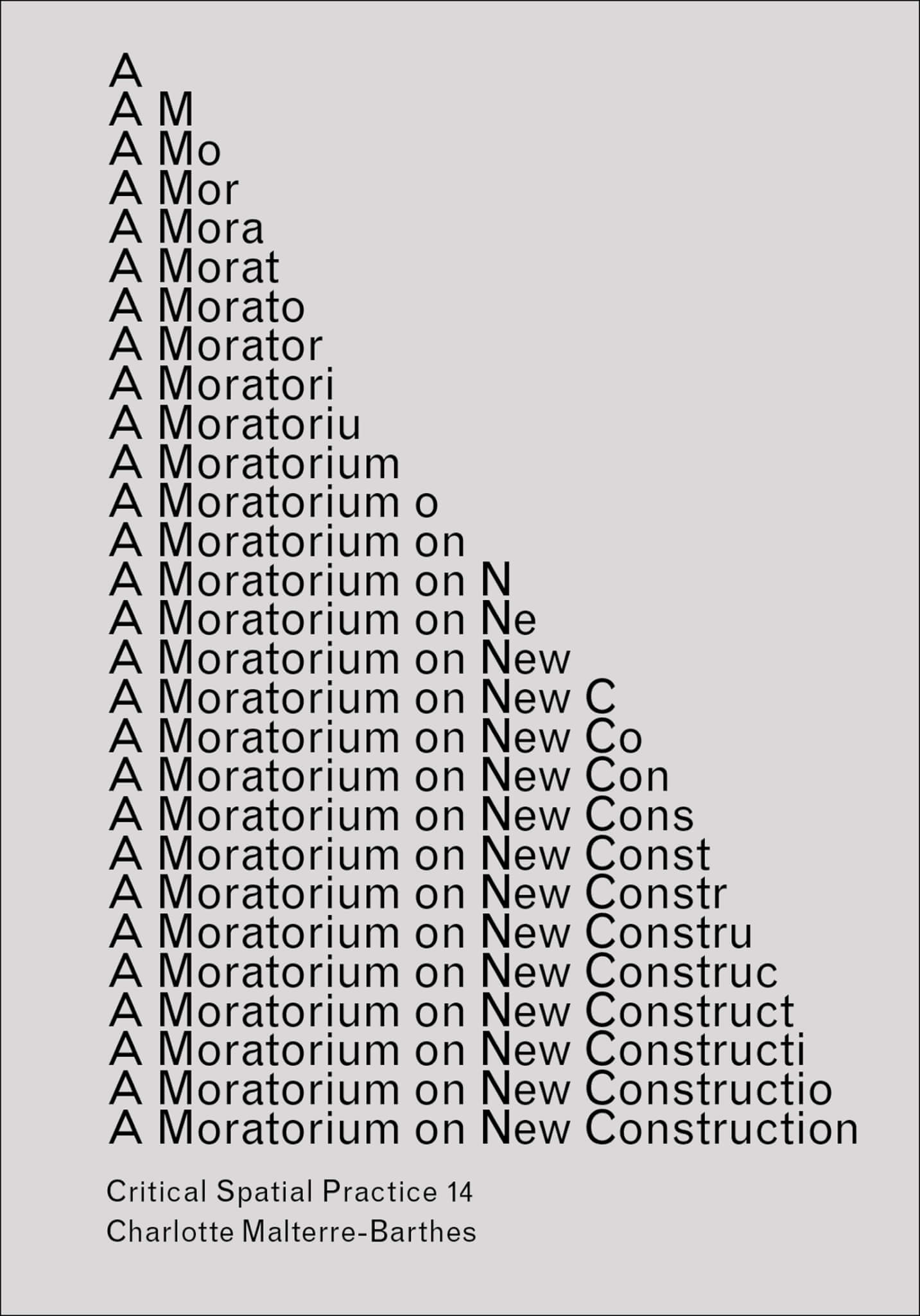 "A Moratorium on New Construction" book cover