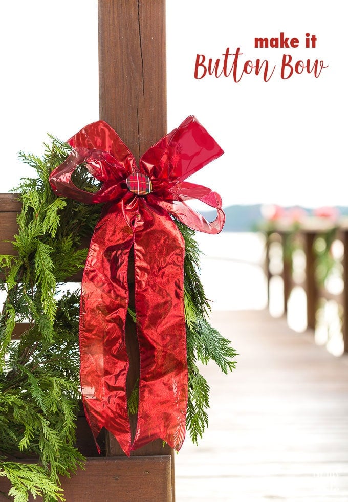 How to make a ribbon bow with a center button covered with fabric.