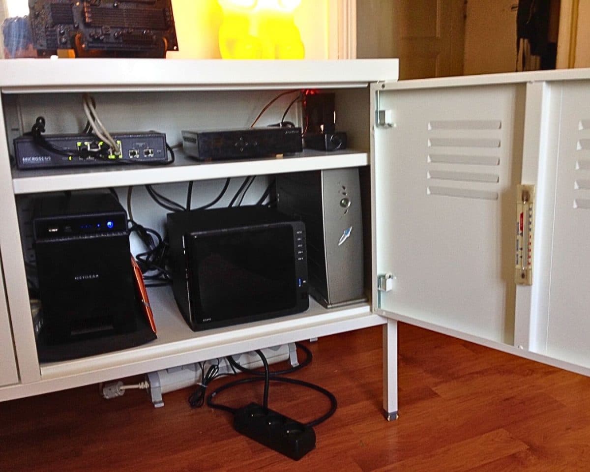 micro data center in ikea ps cabinet - inside