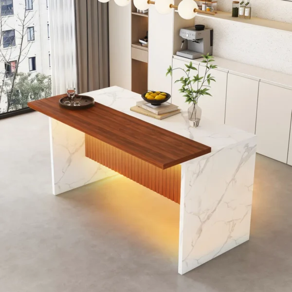 modern kitchen island with LED lights