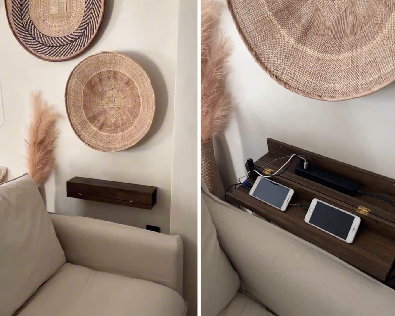 hidden charging station using IKEA Picture ledges