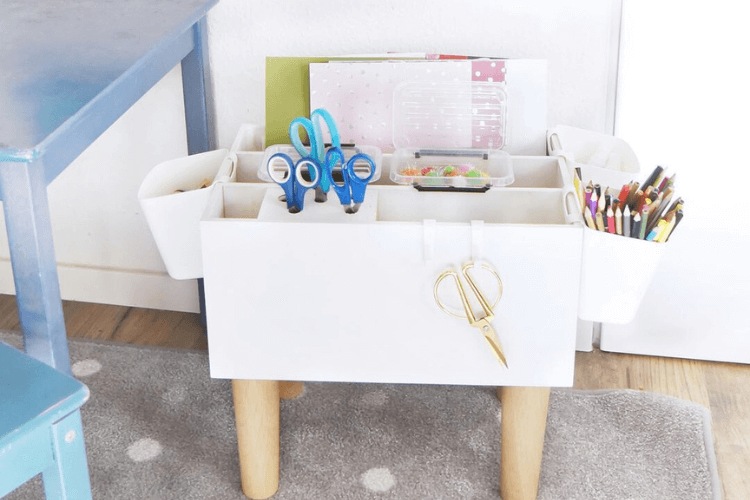 Toddler Bookshelf with Craft Storage Bins