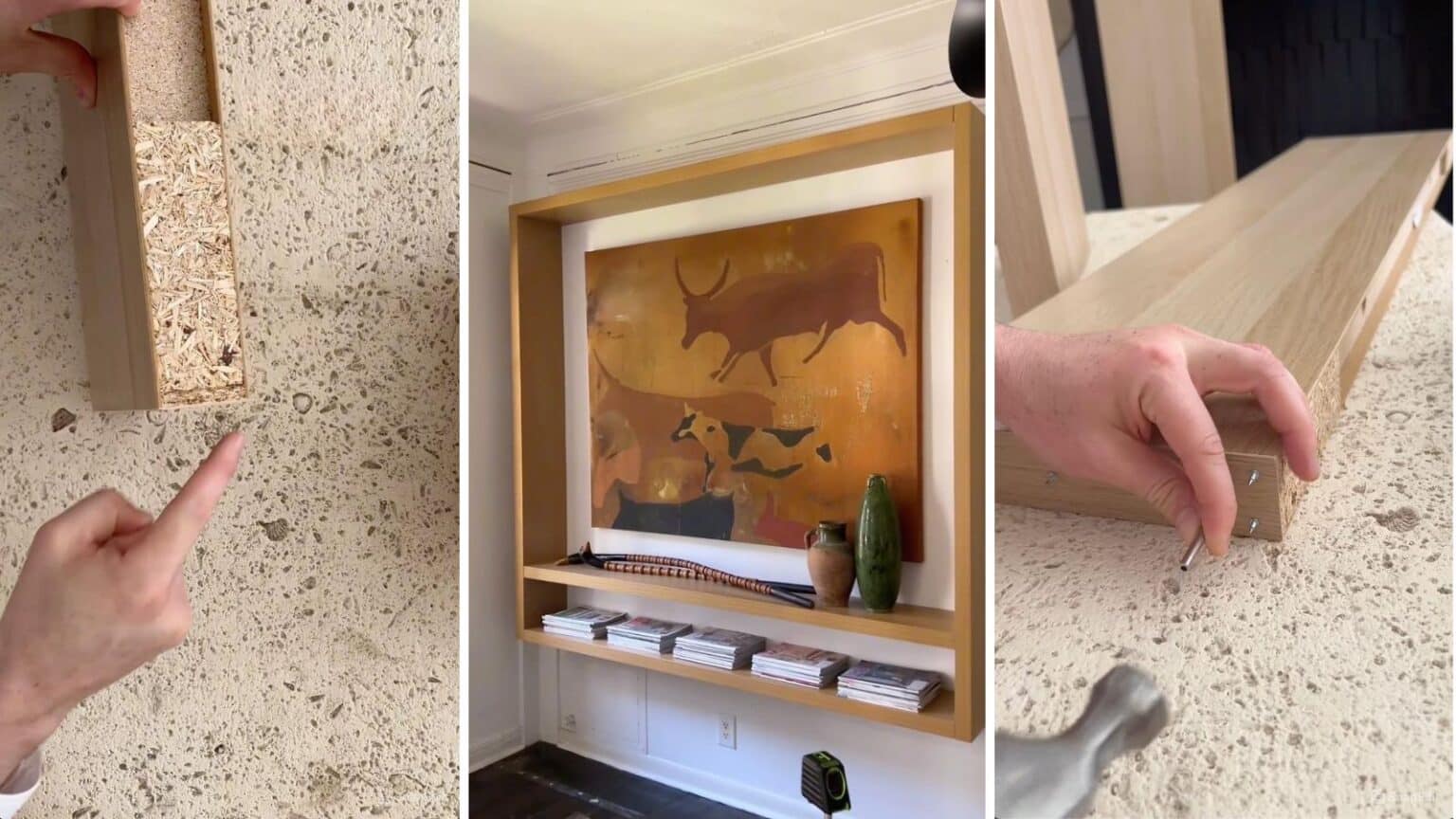 easy IKEA Hack using LACK shelves to create a framed focal point