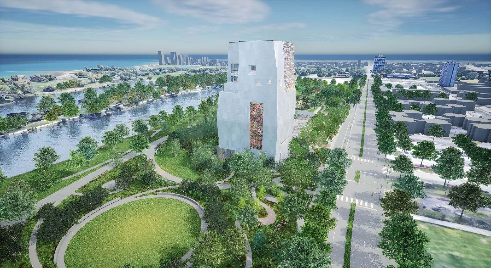 Exterior rendering of the Obama Presidential Center