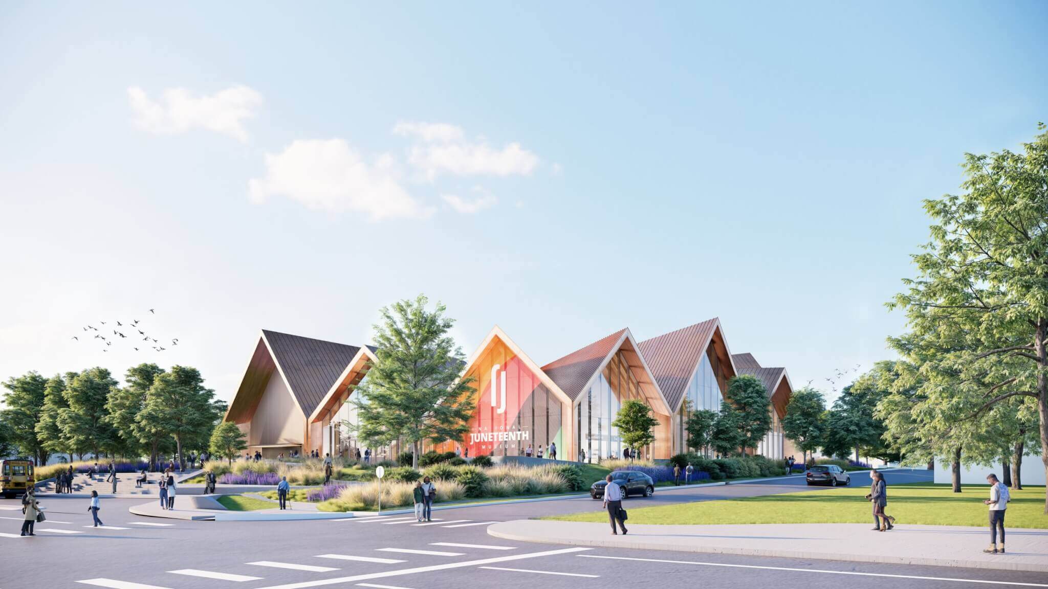 Exterior rendering of the National Juneteenth Museum.