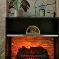 faux fireplace made from IKEA BILLY bookcase