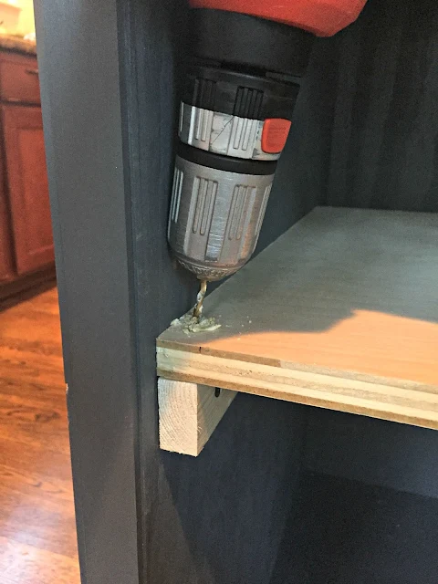 building shelf in kitchen island