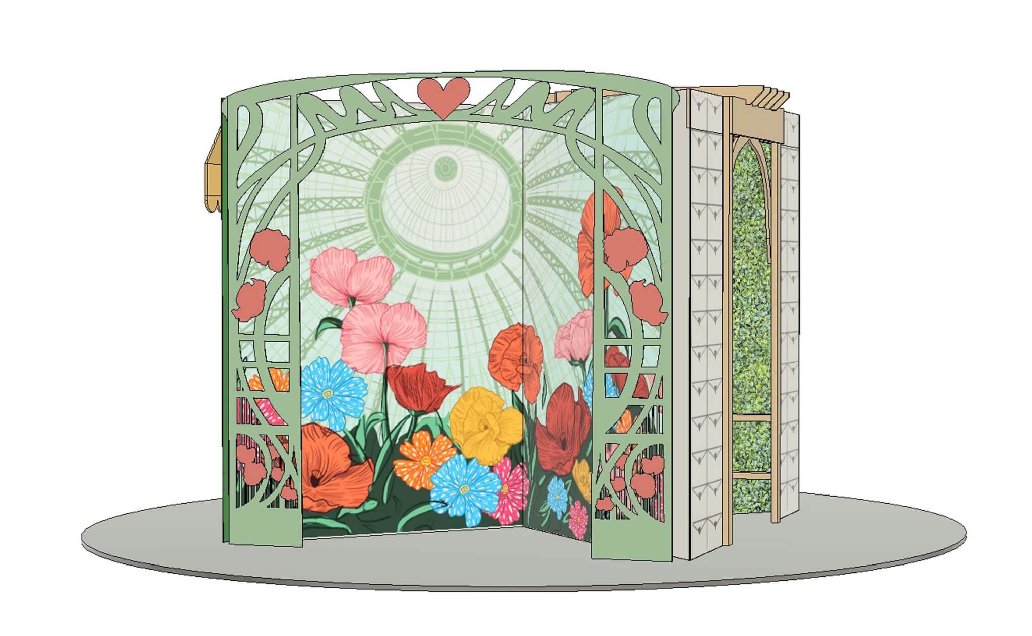 greenhouse and flowers