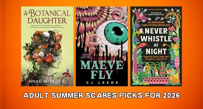 collage of covers for the adult summer scares picks for 2026.